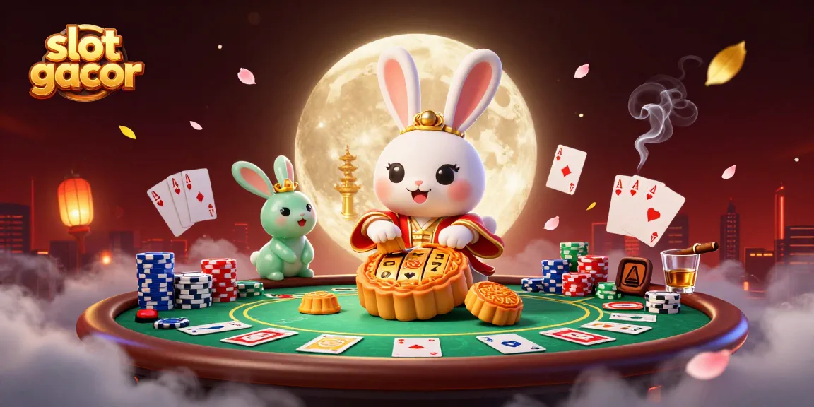 Experience the thrill of slot gacor with a dynamic illustration of a moon rabbit revealing jackpot reels