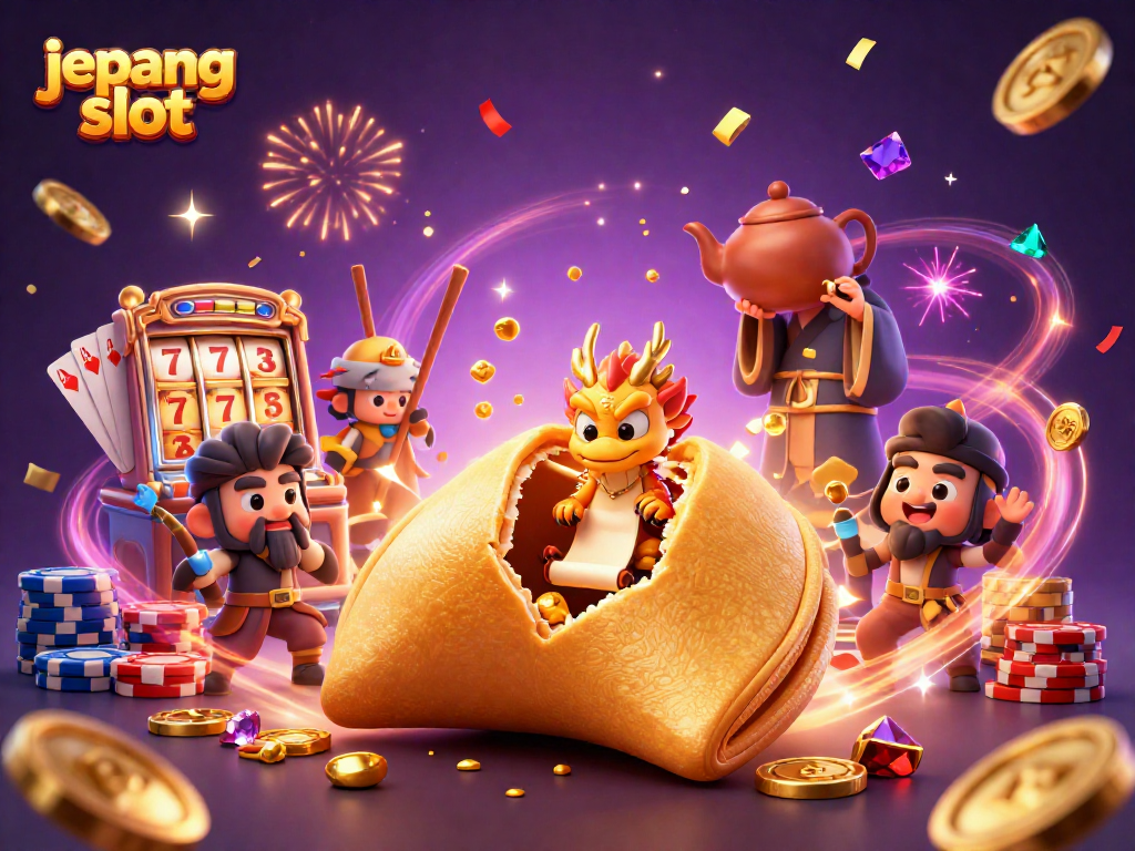 Experience the excitement of jepang slot with a vibrant 3D illustration featuring dynamic casino elements.