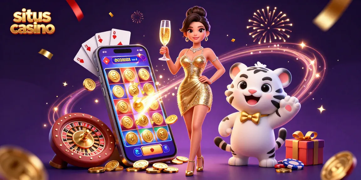 Experience situs casino excitement with luxury, games, and vibrant energy in this dazzling illustration.