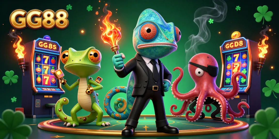 Experience the thrill of GG88 slots with exciting characters and vibrant game elements in this 3D casino illustration.
