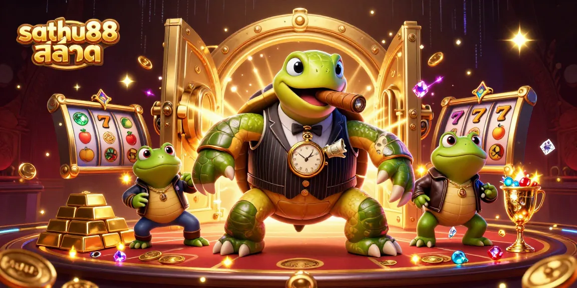 Experience thrilling gameplay at sathu88 สล็อต with a vibrant casino illustration featuring a rich scene of excitement.