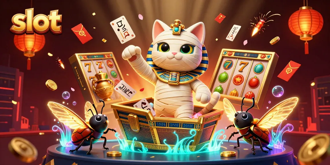Mainkan slot dengan karakter kucing mumi yang unik di kasino piramida yang penuh warna