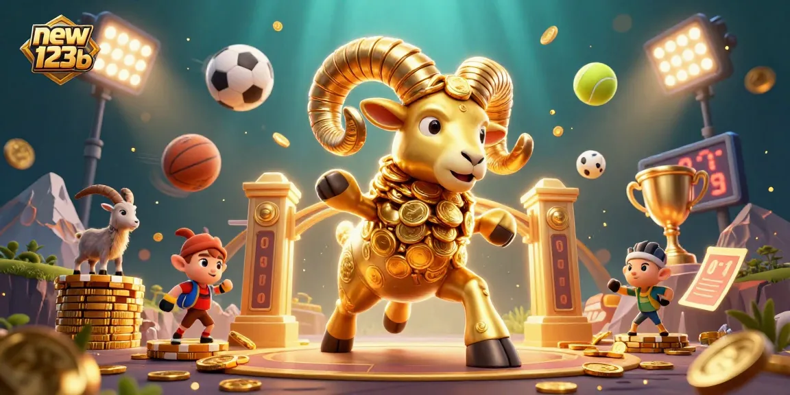 Join the excitement at new123b as the golden ram charges through a vibrant casino scene.