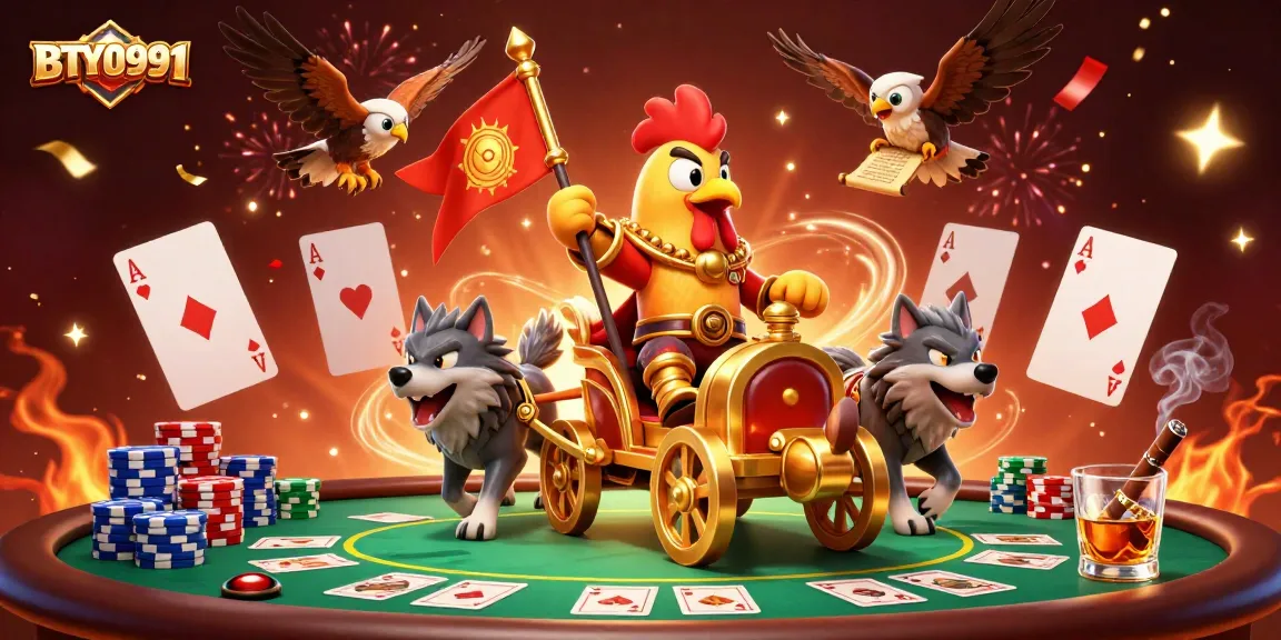 Engage with BTY0991 as a dynamic 3D casino scene featuring vibrant poker elements.