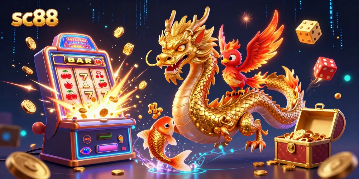 Experience thrilling gameplay with sc88 slot machines featuring a mythical dragon and phoenix.