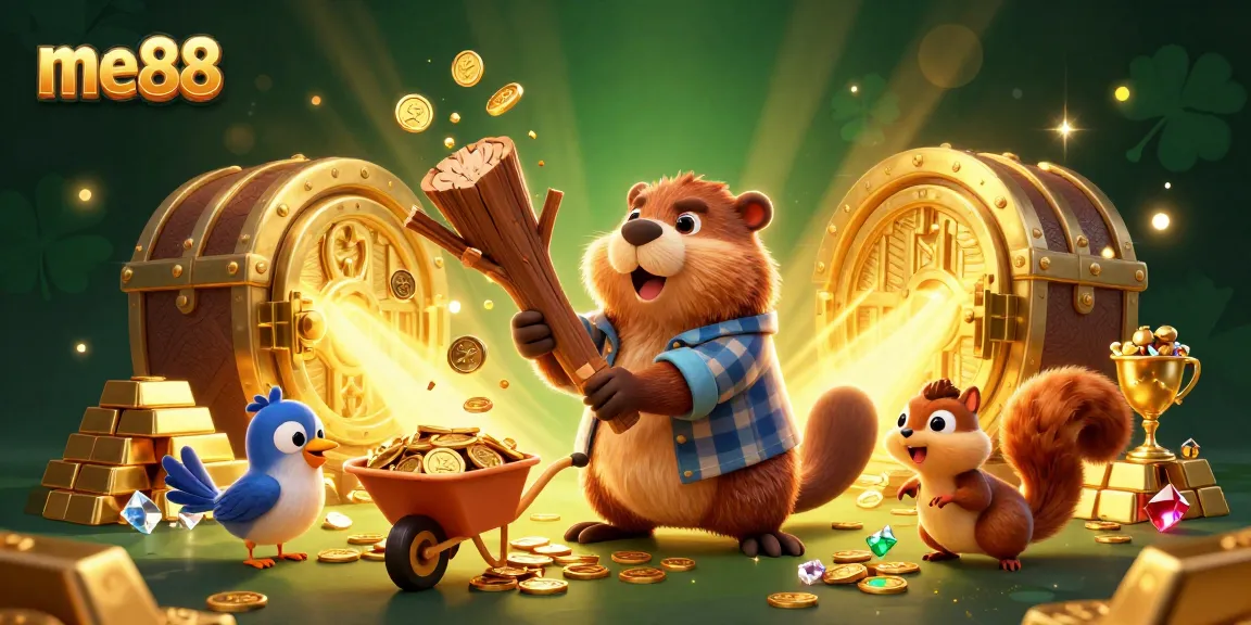 me88 players stack winnings in a rich casino scene filled with gold and gems.