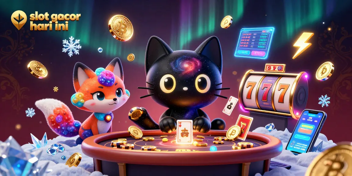 Experience the thrill of slot gacor hari ini with a cosmic black hole cat and colorful nebula fox.