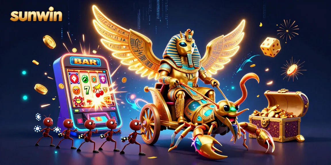 Engage in thrilling gameplay at sunwin with golden scarab and vibrant casino elements.