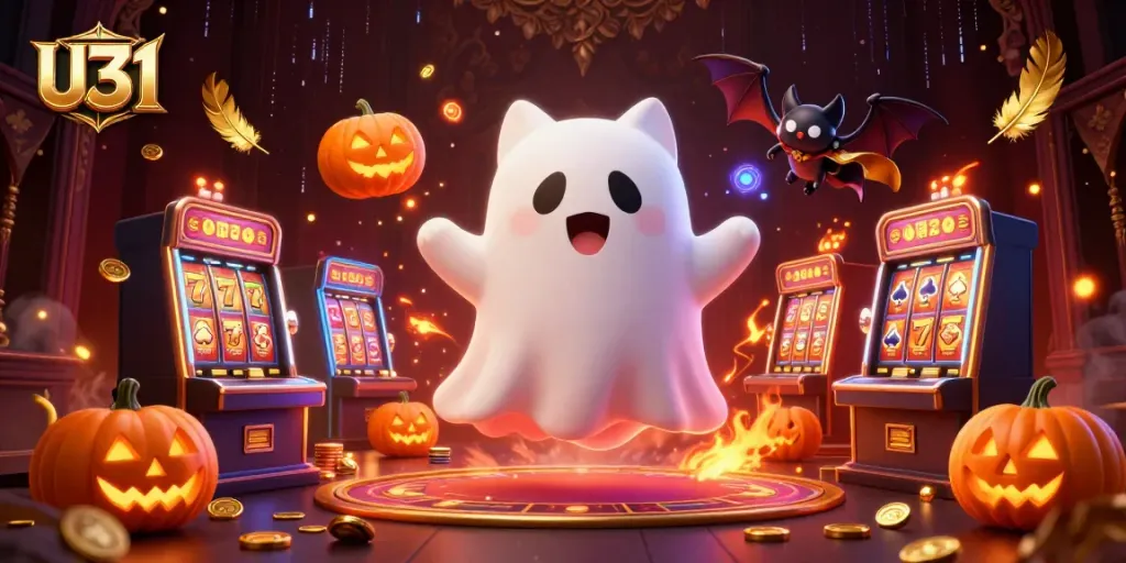 Engage with thrilling gameplay at U31, where ghost cats and slot machines create a vibrant casino atmosphere.