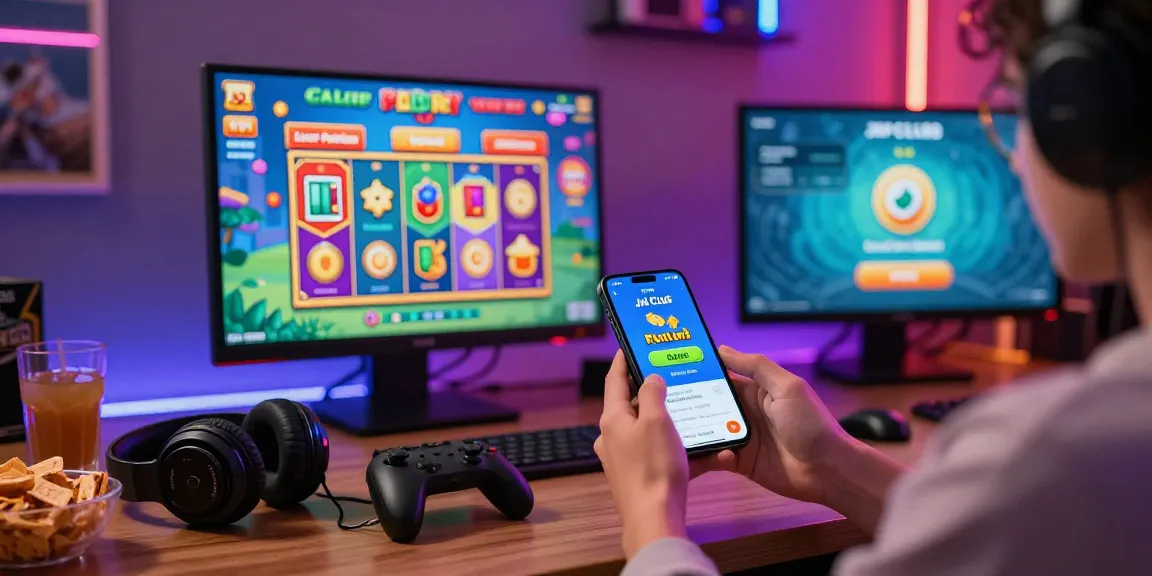 Engaging user playing JaiClub games on smartphone in vibrant gaming atmosphere.