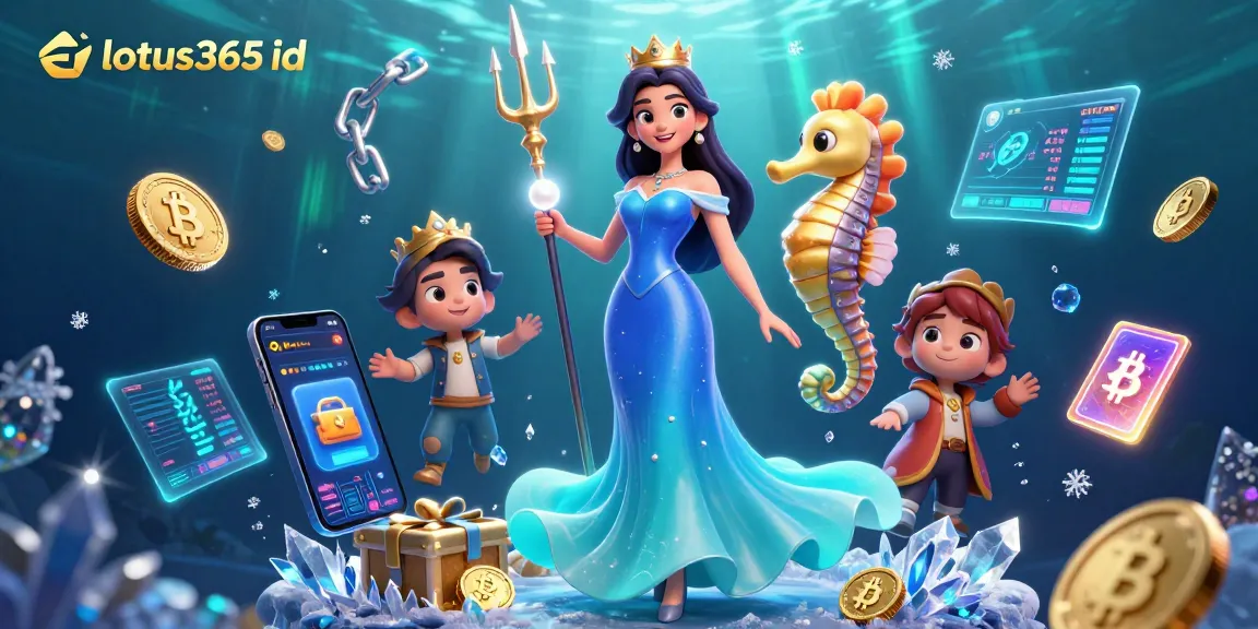 Engage with lotus365 id for a thrilling underwater casino experience featuring vibrant characters and glowing treasures.