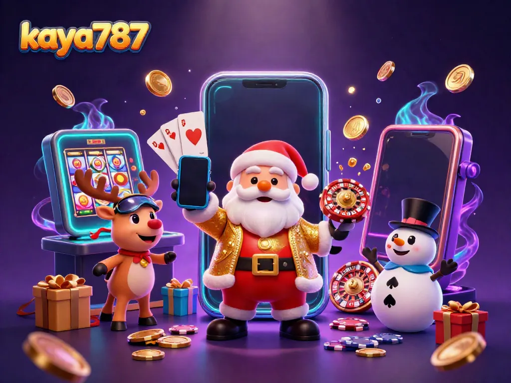 Experience thrilling jackpot action with kaya787 as Santa and friends celebrate wins in a vibrant casino.