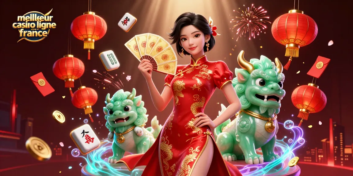 Vivez l'excitation au meilleur casino en ligne France avec une illustration 3D dynamique mettant en avant des éléments de jeu luxueux