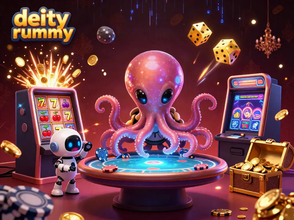Permainan dewa rummy yang menyenangkan dengan karakter luar angkasa dan elemen kasino yang memukau.