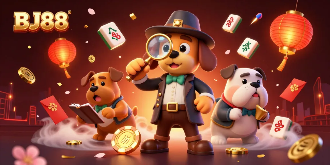 Engage with BJ88, exploring golden poker chips in a vibrant 3D casino illustration scene.
