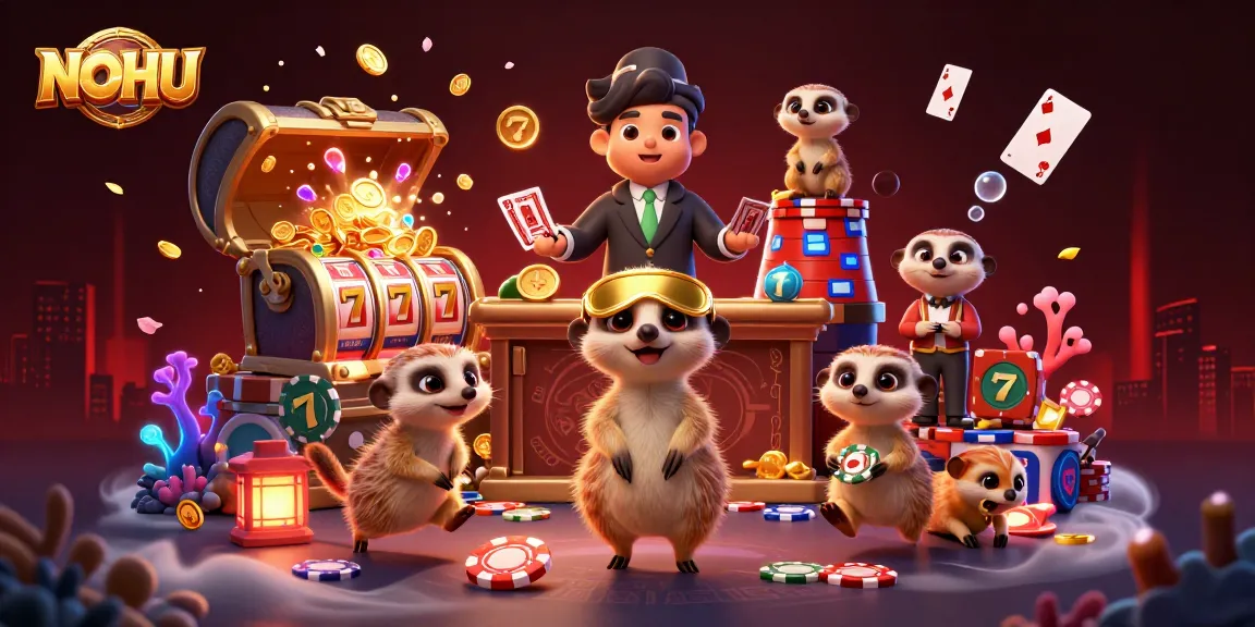 Experience thrilling casino action with NOHU's meerkats running an elaborate gaming operation.