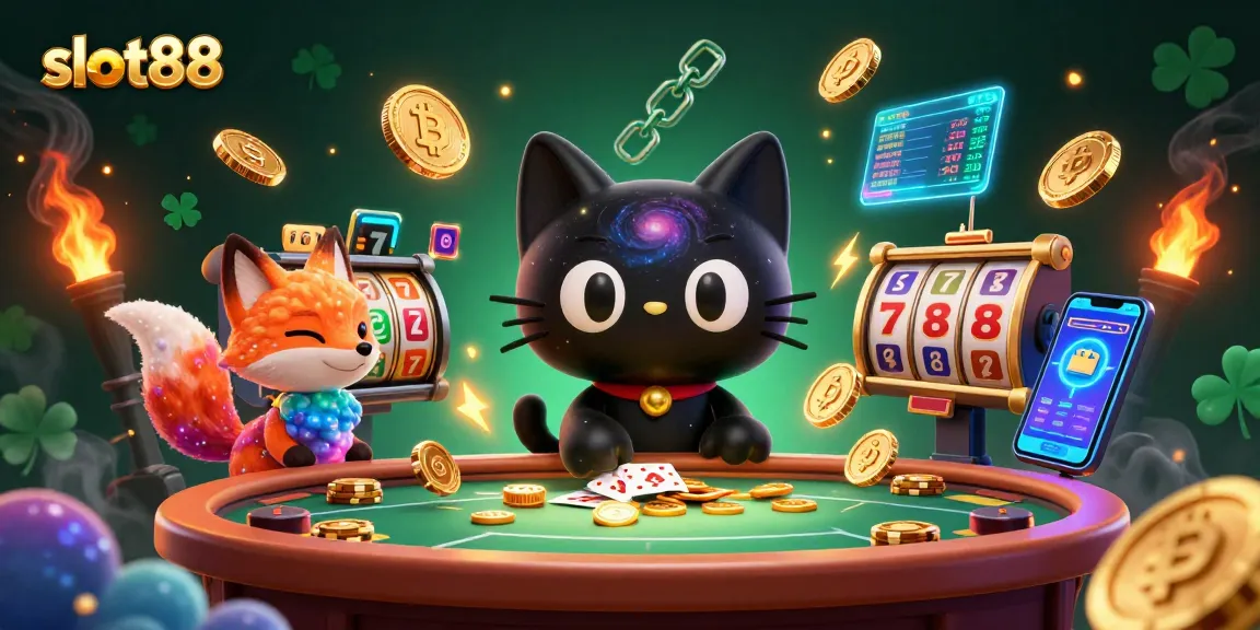 Mainkan slot88 dan dapatkan jackpot dalam kasino imersif dengan kucing hitam bertema galaksi dan teman nebula yang berwarna-warni.