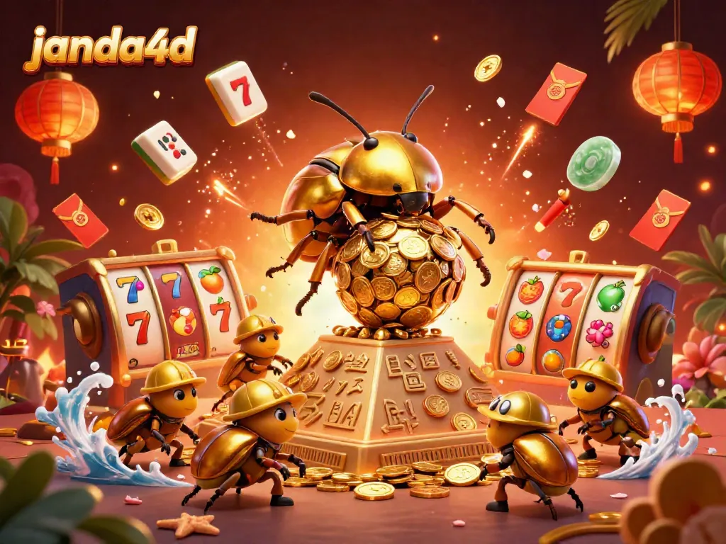 janda4d memukau dengan ilustrasi 3D luar biasa dari kumbang dan simbol kasino.