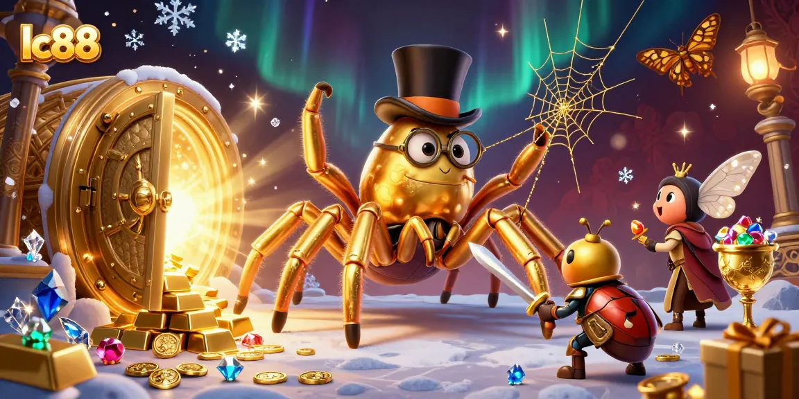 Engage with lc88's vibrant casino environment featuring characters and gold treasures amidst thrilling game elements.