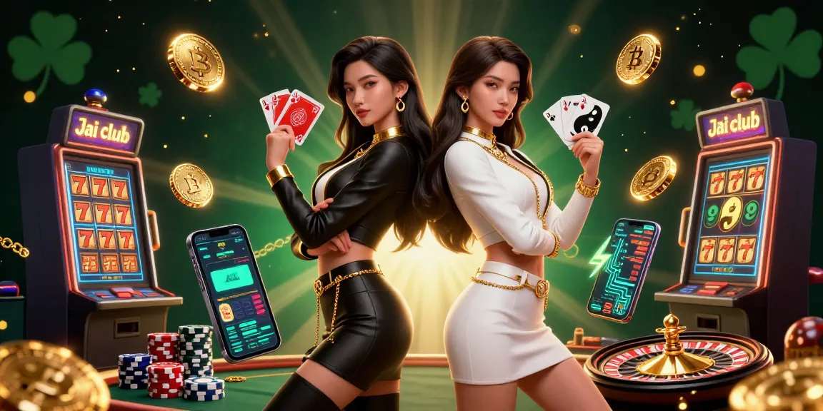 Experience the thrill at Jai club with dynamic playing cards and vibrant casino elements in this engaging scene.